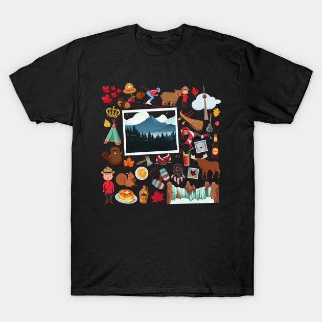 Canada Travel Icons T-Shirt by FancyPlanet